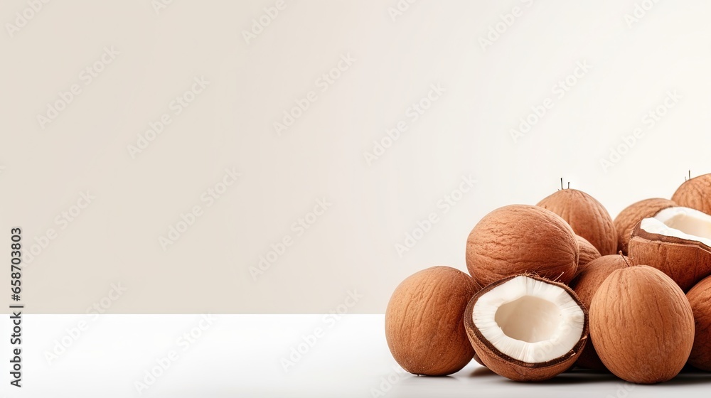 Aufkleber Minimal design with empty space featuring ripe raw tropical coconuts