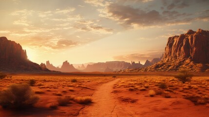 Golden hour enhances the beauty of desert scenery