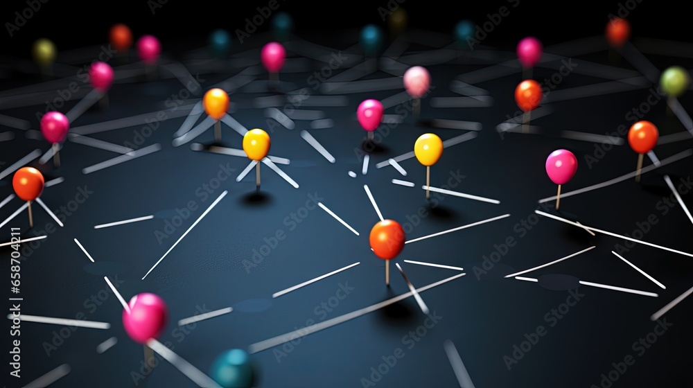 Poster connect peers with colorful chalk lines on a blackboard