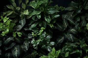 Fototapeta na wymiar foliage against dark backdrop. Generative AI