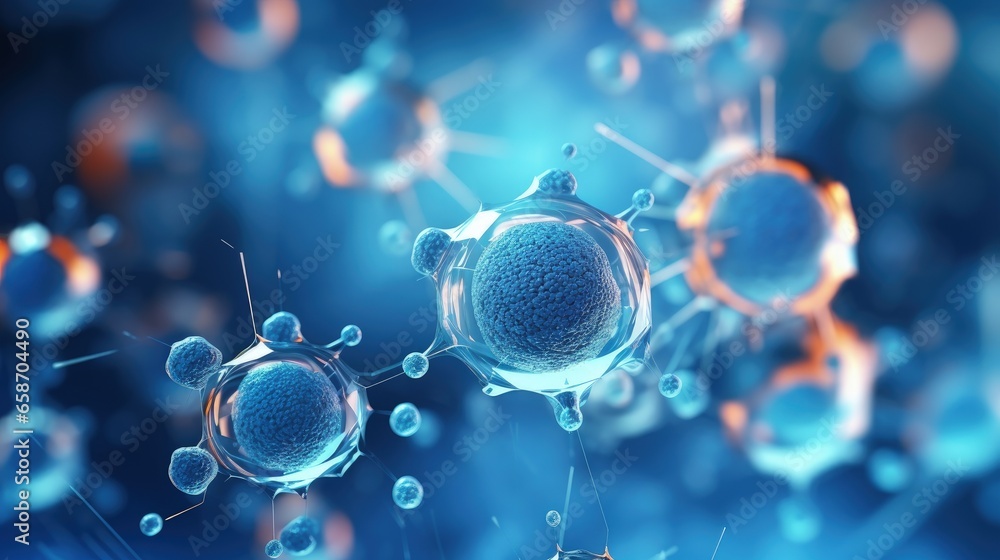 Poster Abstract depiction of cellular structures incorporating geometric elements representing the concept of biotechnology