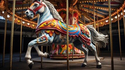 Fototapeta na wymiar Colorful horse on a Merry Go Round