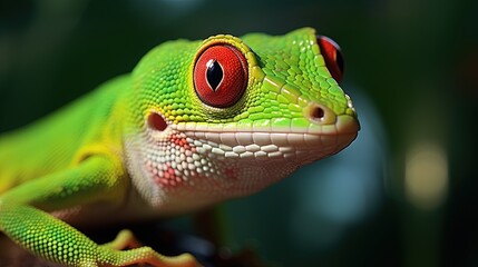 Closeup of a beautiful Madagascar giant day gecko on a dry bud