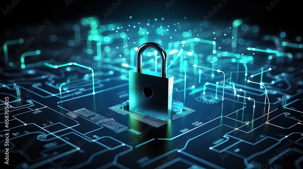 Poster Cyber padlock for securing personal data on tablets and the internet