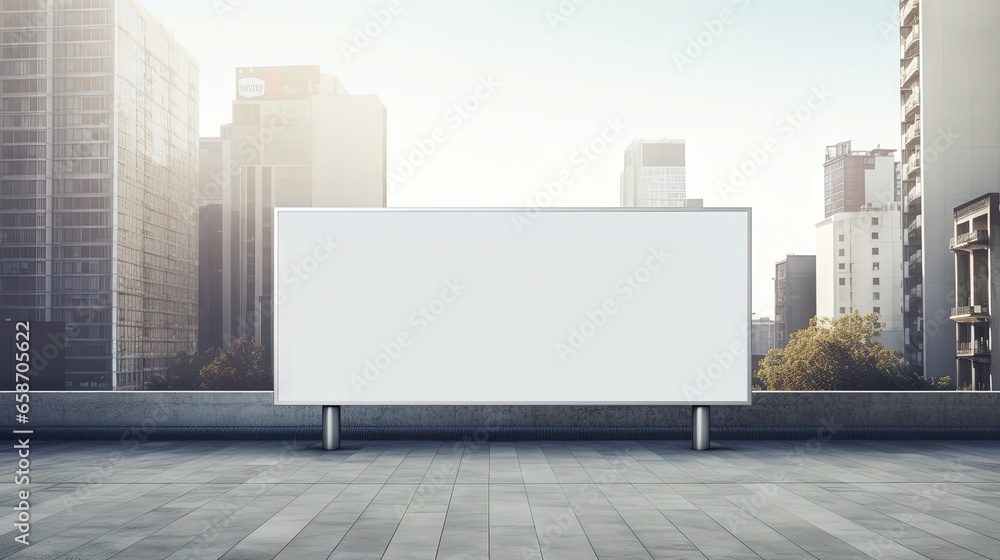 Aufkleber empty horizontal billboard in downtown with ample space for advertising communication and marketing 