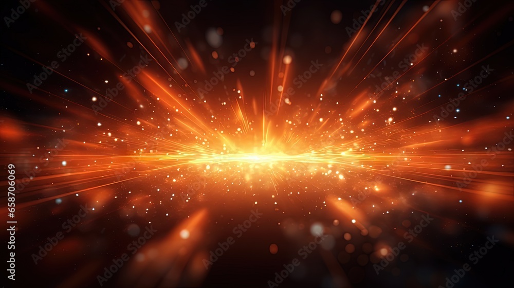 Poster Digital technology used to create a 3D rendering of a background with moving luminous particles