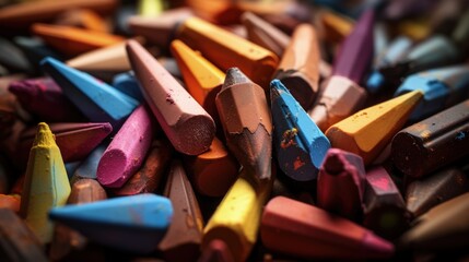 Dreamy impression created by shallow depth of field and overhead crayon shot