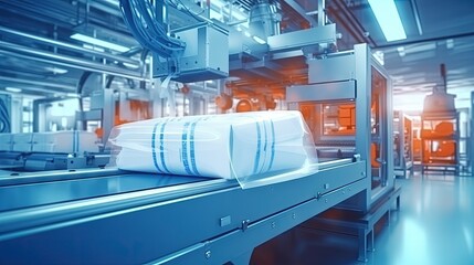 Factory features an automated production line for plastic bag manufacturing