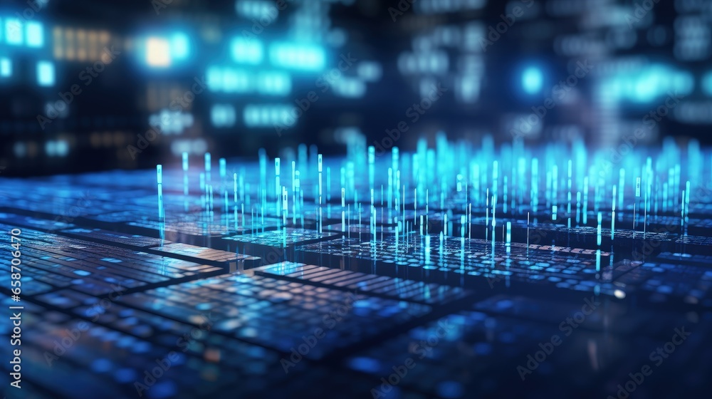 Aufkleber Abstract technology background with computer script 3D illustration related to programming code and software development