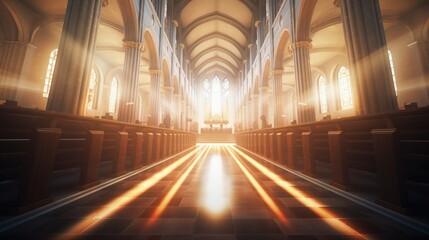 Church inside with blurred abstract backdrop