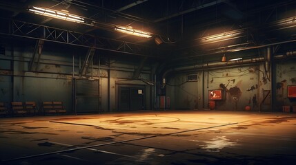 Interior of a factory. AI generated art illustration.