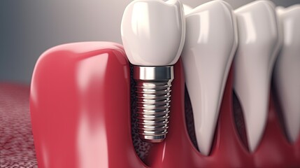 Fototapeta na wymiar 3D rendering of dental implant surgery