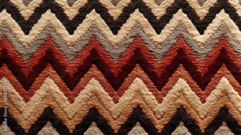 Poster ethnic fabric with zig zag pattern grunge background boho style 3d illustration