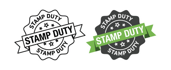 Stamp duty rounded vector symbol set