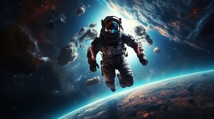 3D rendered illustration of an astronaut in space representing science fiction and space exploration