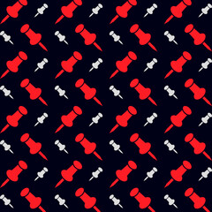 Red push pins seamless repeating trendy pattern vector illustration background