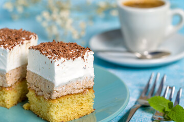Homemade pie with custard and nuts