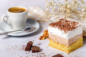 Homemade pie with custard and nuts