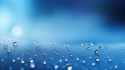 A gradient blue background adorned with delicate water droplets that catch the light.