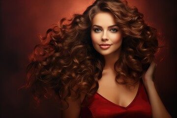 Fototapeta premium A woman with beautiful curly hair posing for a portrait