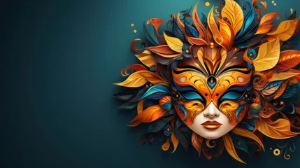 Foto op Canvas Beautiful colorful carnival mask with blue and golden colors, AI Generated © miro