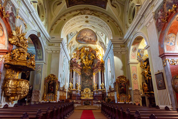 Fototapeta na wymiar Pfarrkirche (Pfarre) St. Veit church interiors, Krems, Austria