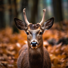 Serene Encounter: Doe in the Autumn Woods,deer in the woods,deer in the forest