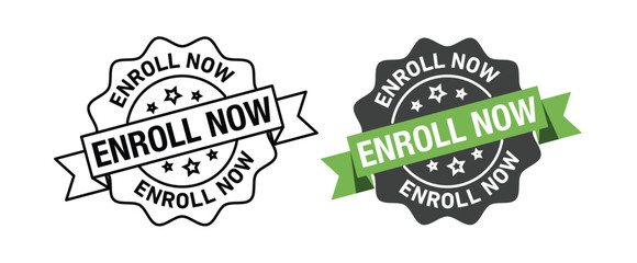 Enroll now rounded vector symbol set