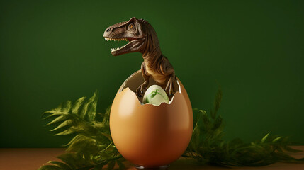a dinosaur in an egg shell with a dinosaur figure insect