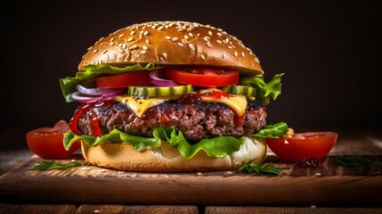 Close up of homemade beef burger
