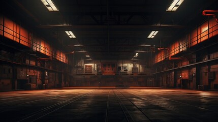 Interior of a factory. AI generated art illustration.