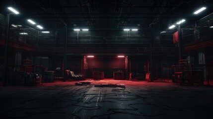 Interior of a factory. AI generated art illustration.