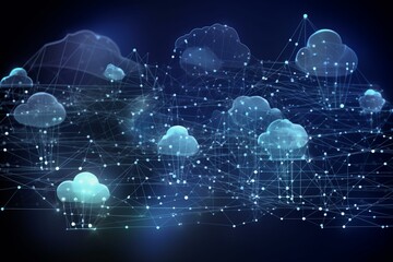 Innovative cloud computing concept with futuristic advancements. Generative AI - obrazy, fototapety, plakaty