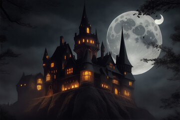 Fototapeta na wymiar halloween night with castle