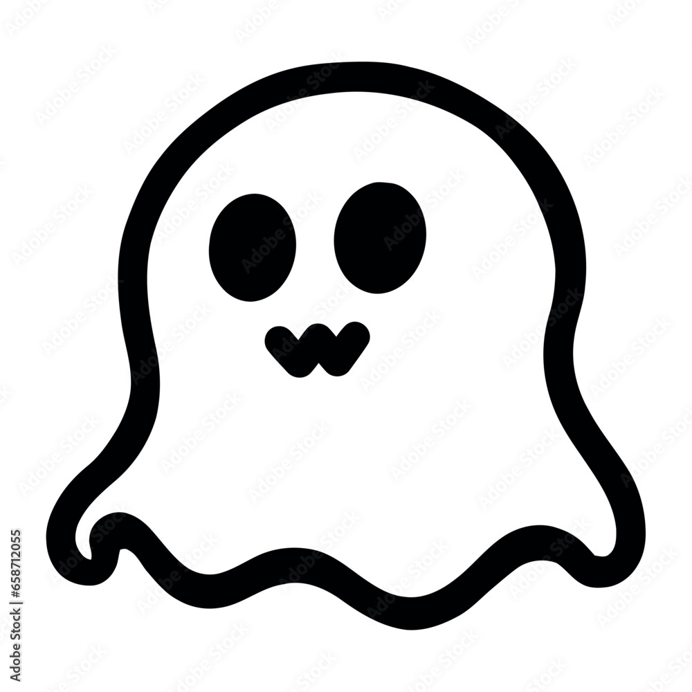 Poster halloween icon ghost lineal