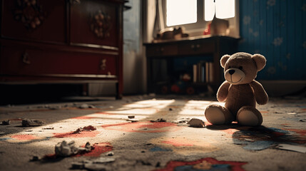 Childhood Memories, Teddy Bear Forgotten in an Empty Abode
