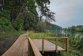 wooden bridge by the river