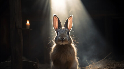 rabbit in the night