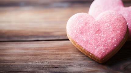 Naklejka na ściany i meble heart shaped cookies on wooden table