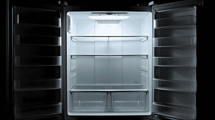 Obraz premium Hunger's Reminder, An Unfilled Fridge Echoes Silence