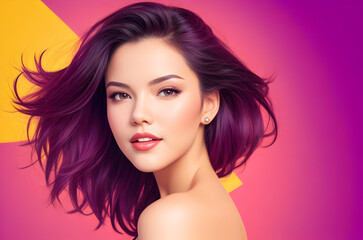 Naklejka premium colorful themed female model professional pose for business or advertisement