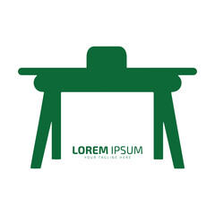 Minimal and abstract logo of desk icon table vector office table silhouette isolated table on laptop