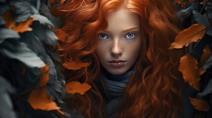 Young beautiful girl with red hair