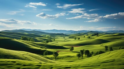 Scenic Panorama of Lush Green Fields