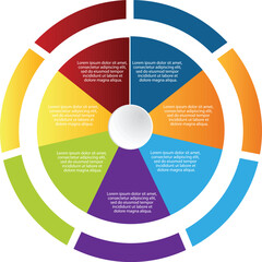Collection of vector circle chart infographic templates for presentations, advertising, layouts, annual reports. 7 options, steps, part