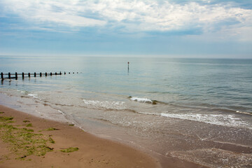 Teignmouth beach in summer, South Devon, UK