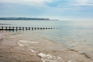 Teignmouth beach in summer, South Devon, UK