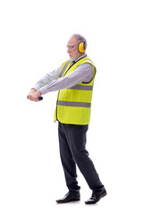 Old foreman isolated on white