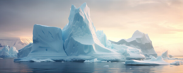 Icebergs in arctic on north Pole. - obrazy, fototapety, plakaty