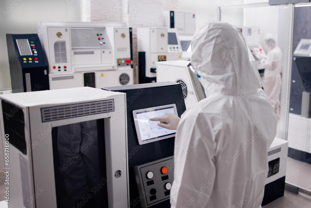 Poster factory operator industry using production equipment